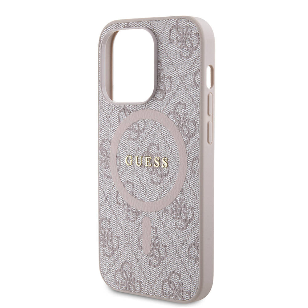 iPhone 14 Pro Kılıf Guess Orjinal Lisanslı M-safe Şarj Özellikli PU Halkalı 4G Desenli Yazı Logolu Kılıf