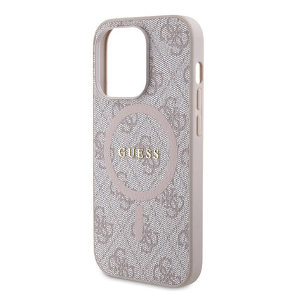 iPhone 14 Pro Kılıf Guess Orjinal Lisanslı M-safe Şarj Özellikli PU Halkalı 4G Desenli Yazı Logolu Kılıf