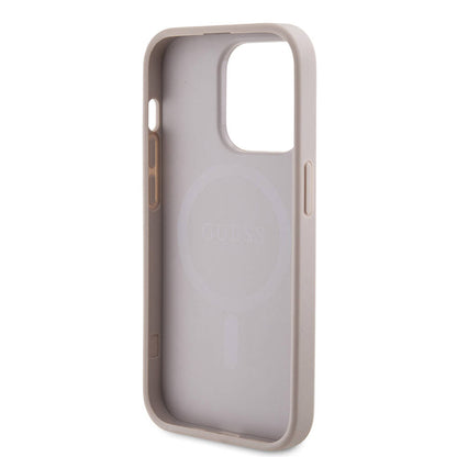 iPhone 14 Pro Kılıf Guess Orjinal Lisanslı M-safe Şarj Özellikli PU Halkalı 4G Desenli Yazı Logolu Kılıf