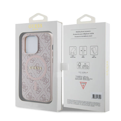 iPhone 14 Pro Kılıf Guess Orjinal Lisanslı M-safe Şarj Özellikli PU Halkalı 4G Desenli Yazı Logolu Kılıf