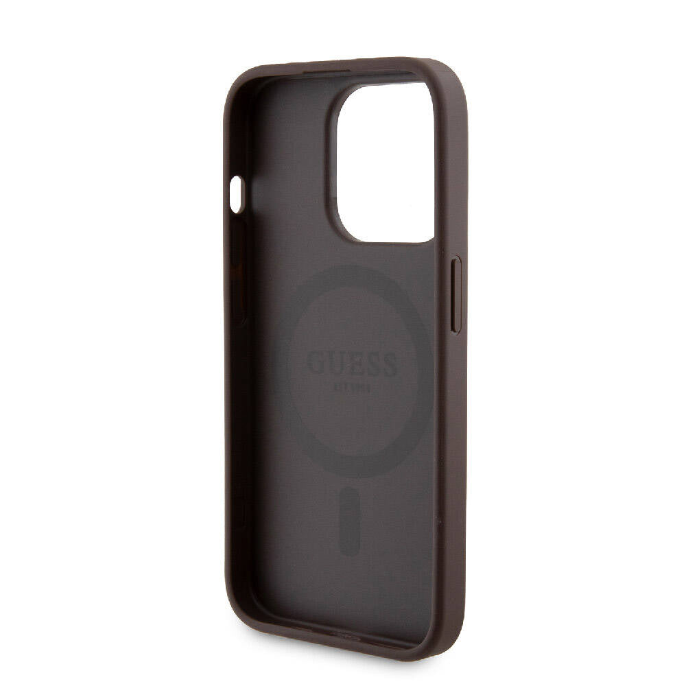 iPhone 14 Pro Kılıf Guess Orjinal Lisanslı M-safe Şarj Özellikli Yazı Logolu 4G Desenli Kılıf + Powerbank 5000mAh 2in1 Set