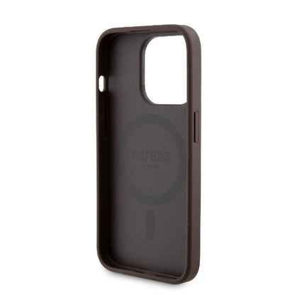 iPhone 14 Pro Kılıf Guess Orjinal Lisanslı M-safe Şarj Özellikli Yazı Logolu 4G Desenli Kılıf + Powerbank 5000mAh 2in1 Set