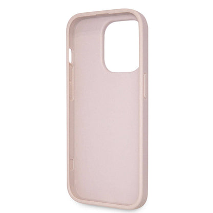iPhone 14 Pro Kılıf Guess Orjinal Lisanslı PU Deri Taşlı Üçgen Logo 4G Desenli Kılıf