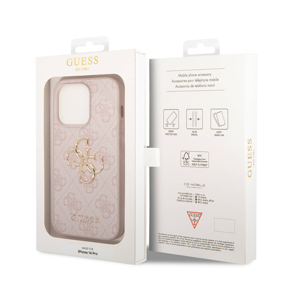 iPhone 14 Pro Kılıf Guess PU Deri Büyük Metal Logo Dizaynlı Kılıf