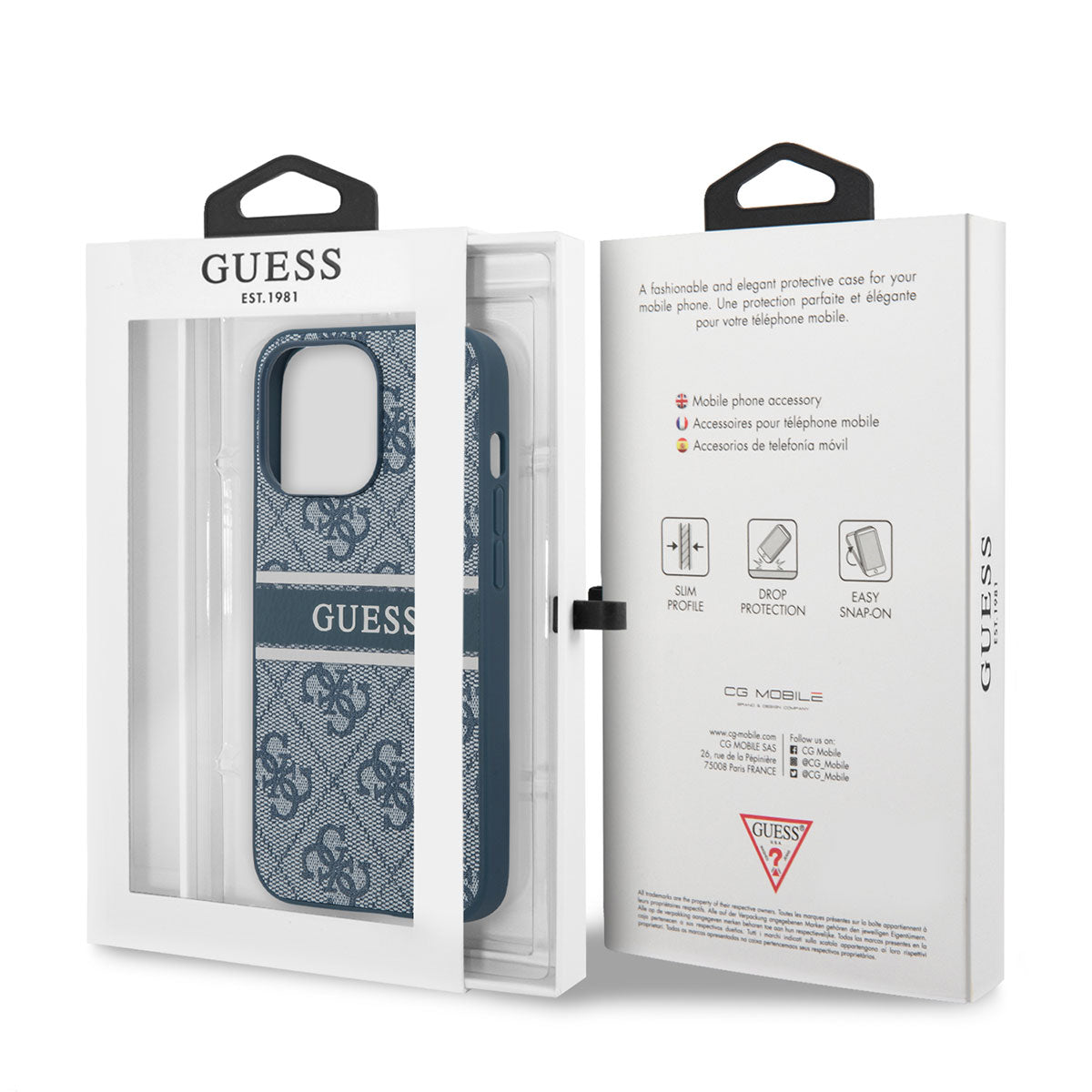 iPhone 14 Pro Kılıf GUESS PU Deri Çizgili Logo Dizaynlı Kılıf