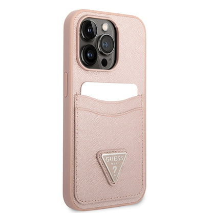 iPhone 14 Pro Kılıf GUESS PU Safran Deri Kartlıklı Dizayn Kılıf