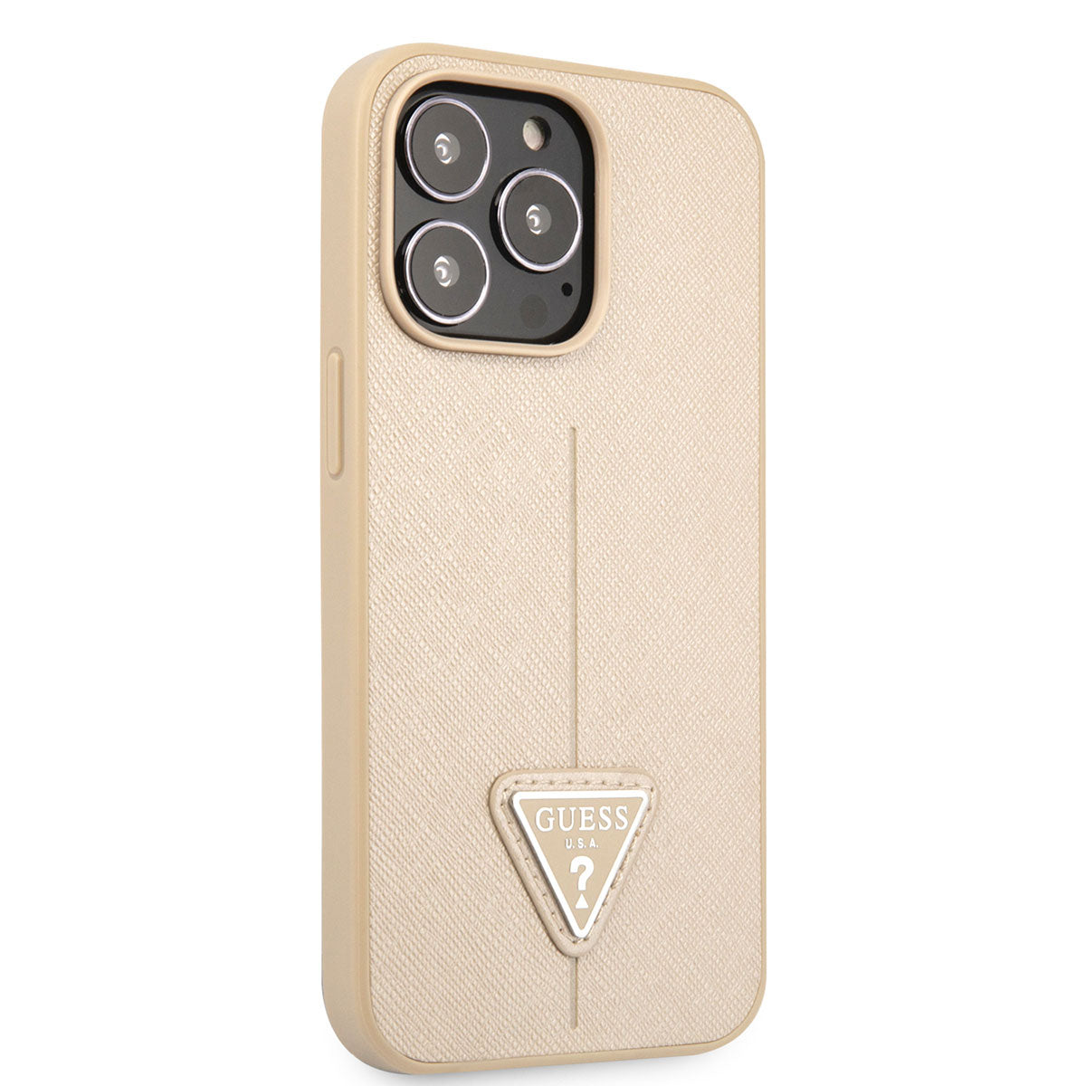 iPhone 14 Pro Kılıf GUESS PU Safran Deri Üçgen Logo Dizayn Kılıf