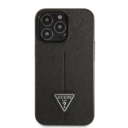 iPhone 14 Pro Kılıf GUESS PU Safran Deri Üçgen Logo Dizayn Kılıf