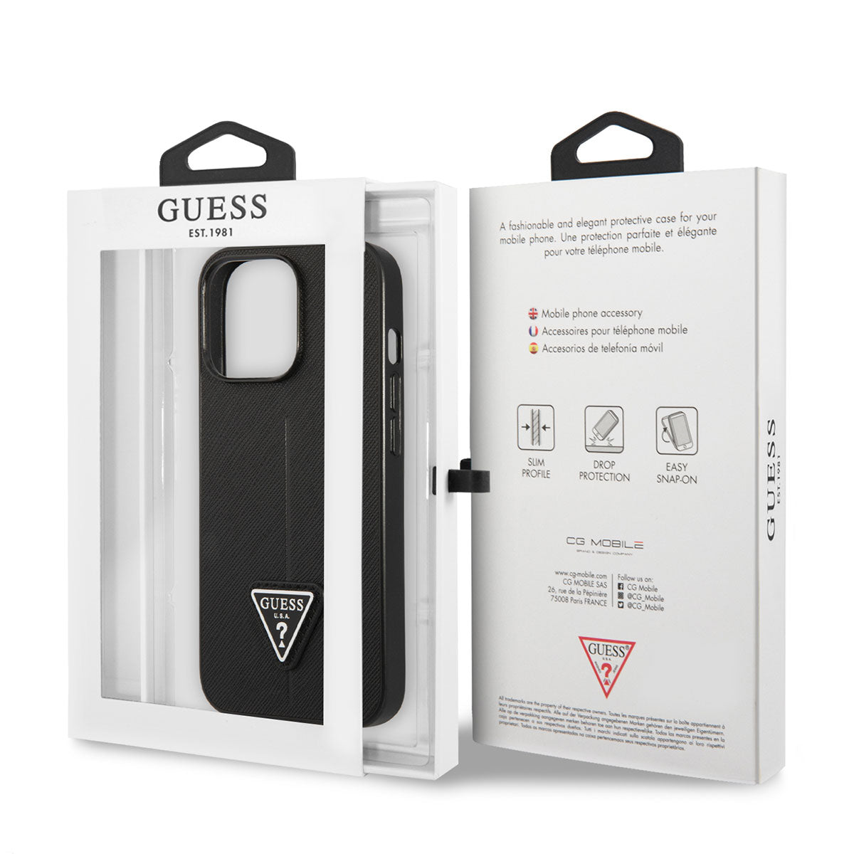 iPhone 14 Pro Kılıf GUESS PU Safran Deri Üçgen Logo Dizayn Kılıf