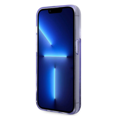 Apple iPhone 14 Pro Kılıf GUESS Transparan Sıvılı Simli Dizayn Kapak Pembe