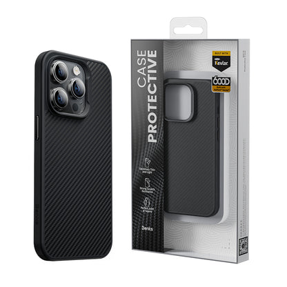 iPhone 14 Pro Kılıf Karbon Fiber M-safe Şarj Özellikli Benks 600D Hybrid Kevlar Kılıf