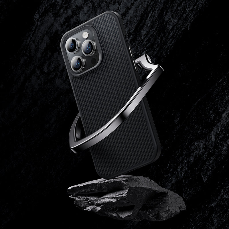 iPhone 14 Pro Kılıf Karbon Fiber M-safe Şarj Özellikli Benks 600D Hybrid Kevlar Kılıf