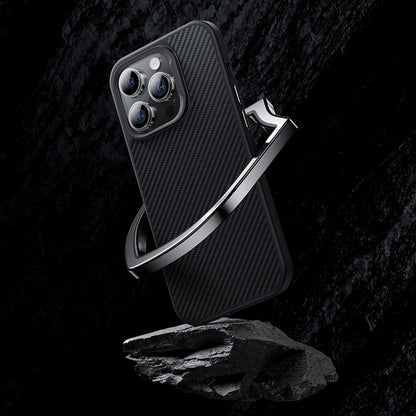 iPhone 14 Pro Kılıf Karbon Fiber M-safe Şarj Özellikli Benks 600D Hybrid Kevlar Kılıf