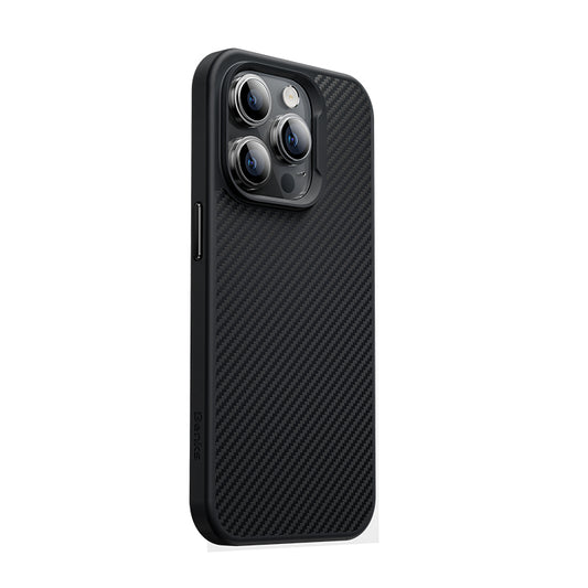 iPhone 14 Pro Kılıf Karbon Fiber M-safe Şarj Özellikli Benks 600D Hybrid Kevlar Kılıf