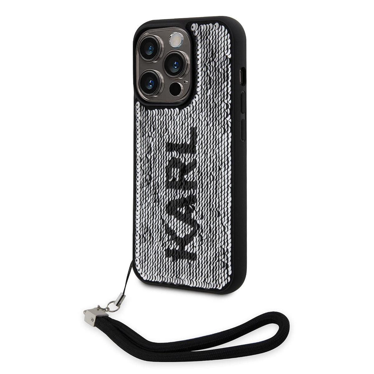 iPhone 14 Pro Kılıf Karl Lagerfeld El Askısı İpli Hareketli Pullu Dizayn Kılıf