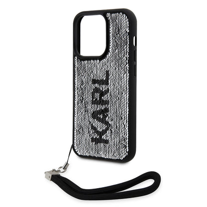 iPhone 14 Pro Kılıf Karl Lagerfeld El Askısı İpli Hareketli Pullu Dizayn Kılıf