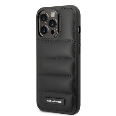 Apple iPhone 14 Pro Kılıf Karl Lagerfeld Nylon Puffy Airbag Dizayn Kapak Siyah
