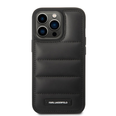 Apple iPhone 14 Pro Kılıf Karl Lagerfeld Nylon Puffy Airbag Dizayn Kapak Siyah