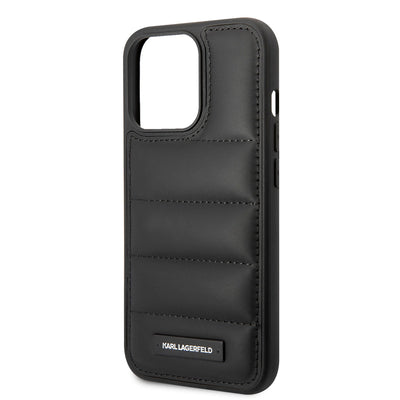 Apple iPhone 14 Pro Kılıf Karl Lagerfeld Nylon Puffy Airbag Dizayn Kapak Siyah