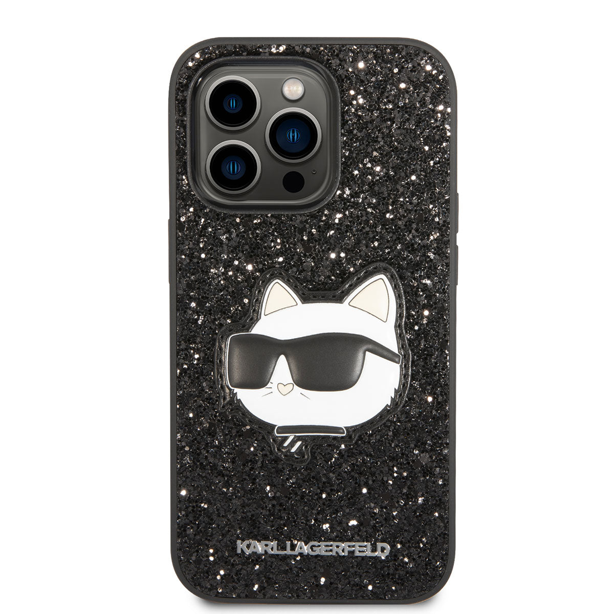 Apple iPhone 14 Pro Kılıf Karl Lagerfeld Parlak Taşlı Choupette Dizayn Kapak Gümüş