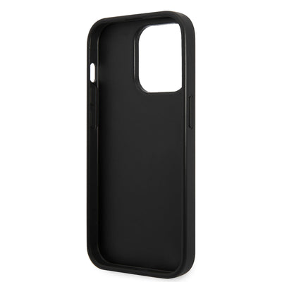 Apple iPhone 14 Pro Kılıf Karl Lagerfeld PU Suni Deri Logolu Dizayn Kapak Siyah