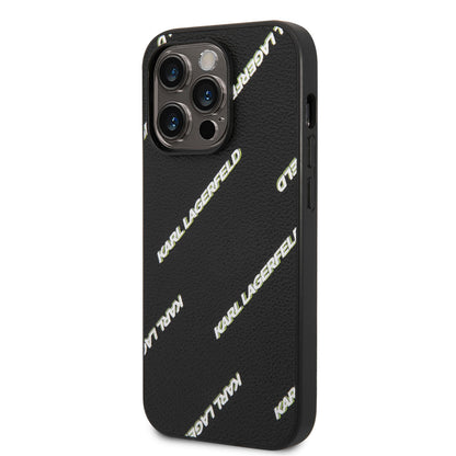 iPhone 14 Pro Kılıf Karl Lagerfeld PU Suni Deri Logolu Dizayn Kılıf
