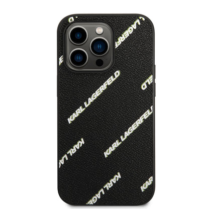 iPhone 14 Pro Kılıf Karl Lagerfeld PU Suni Deri Logolu Dizayn Kılıf