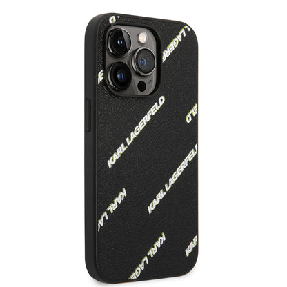 iPhone 14 Pro Kılıf Karl Lagerfeld PU Suni Deri Logolu Dizayn Kılıf