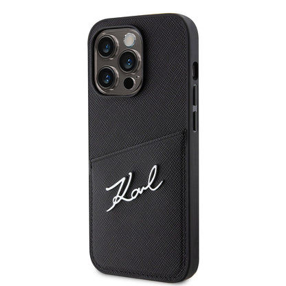 iPhone 14 Pro Kılıf Karl Lagerfeld Saffiano Deri Kartlıklı Dizayn Kılıf