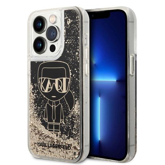 iPhone 14 Pro Kılıf Karl Lagerfeld Sıvılı Simli Gatsby Dizayn Kılıf