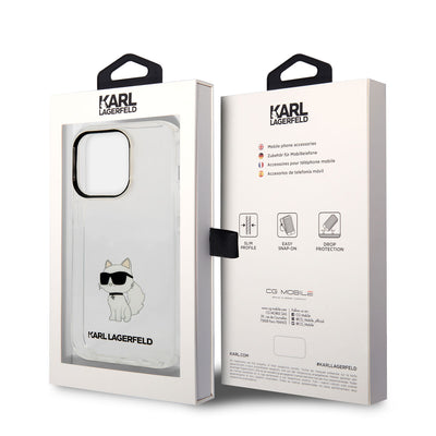 Apple iPhone 14 Pro Kılıf Karl Lagerfeld Transparan Choupette Dizayn Kapak Renksiz