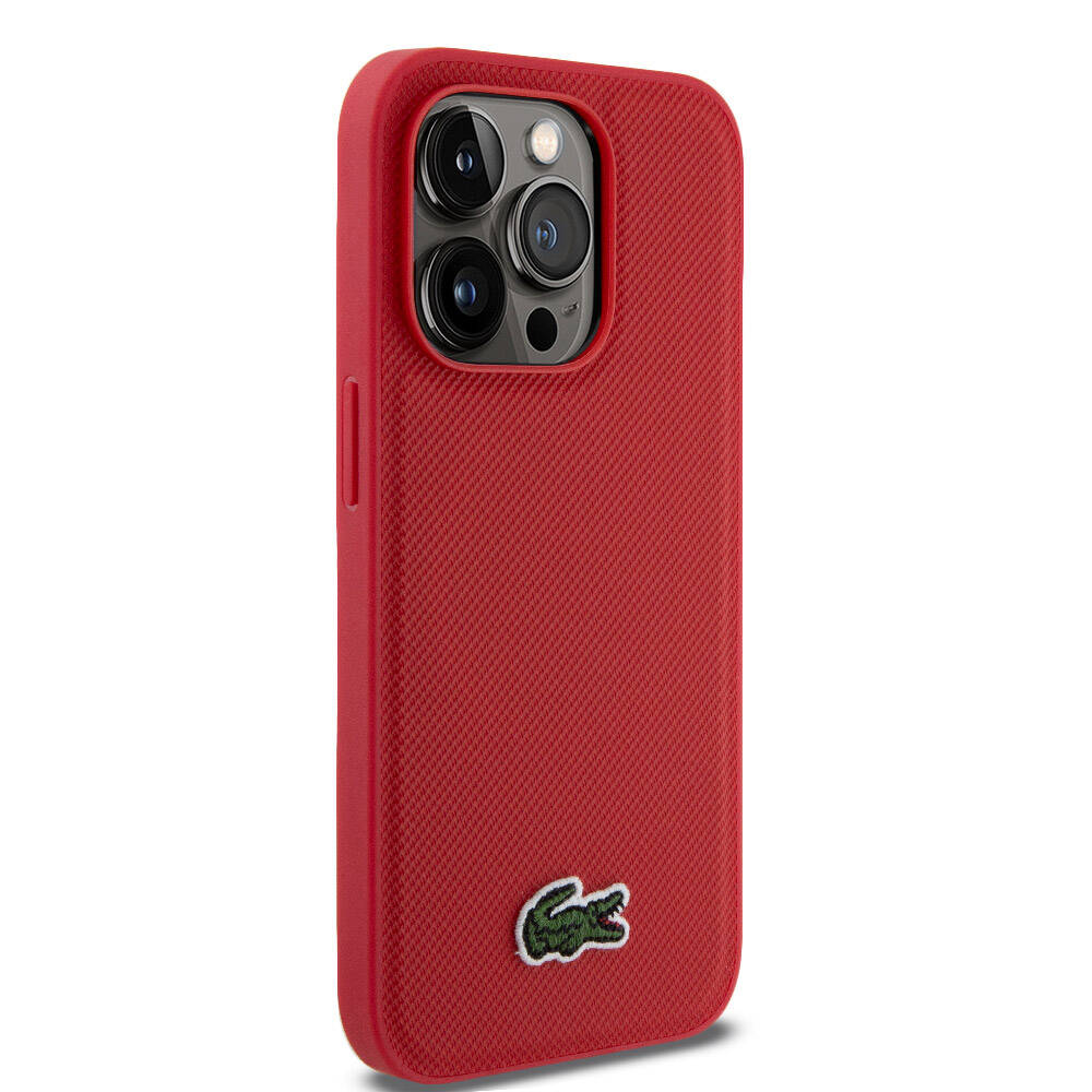 iPhone 14 Pro Kılıf Lacoste Orjinal Lisanslı PU Pike Desenli Arka Yüzey İkonik Timsah Dokuma Logolu Kılıf