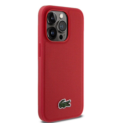 iPhone 14 Pro Kılıf Lacoste Orjinal Lisanslı PU Pike Desenli Arka Yüzey İkonik Timsah Dokuma Logolu Kılıf