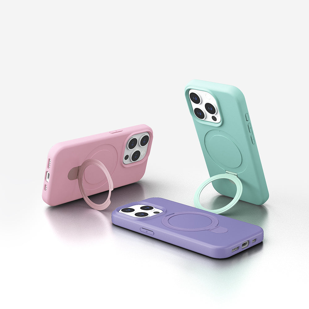 Apple iPhone 14 Pro Kılıf M-safe Şarj Özellikli Standlı Zore Samara Kapak Lila