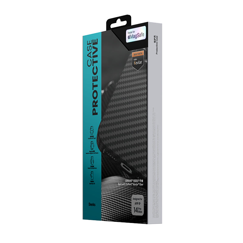 iPhone 14 Pro Kılıf M-safe Özellikli Karbon Fiber Benks Essential Kevlar Kılıf