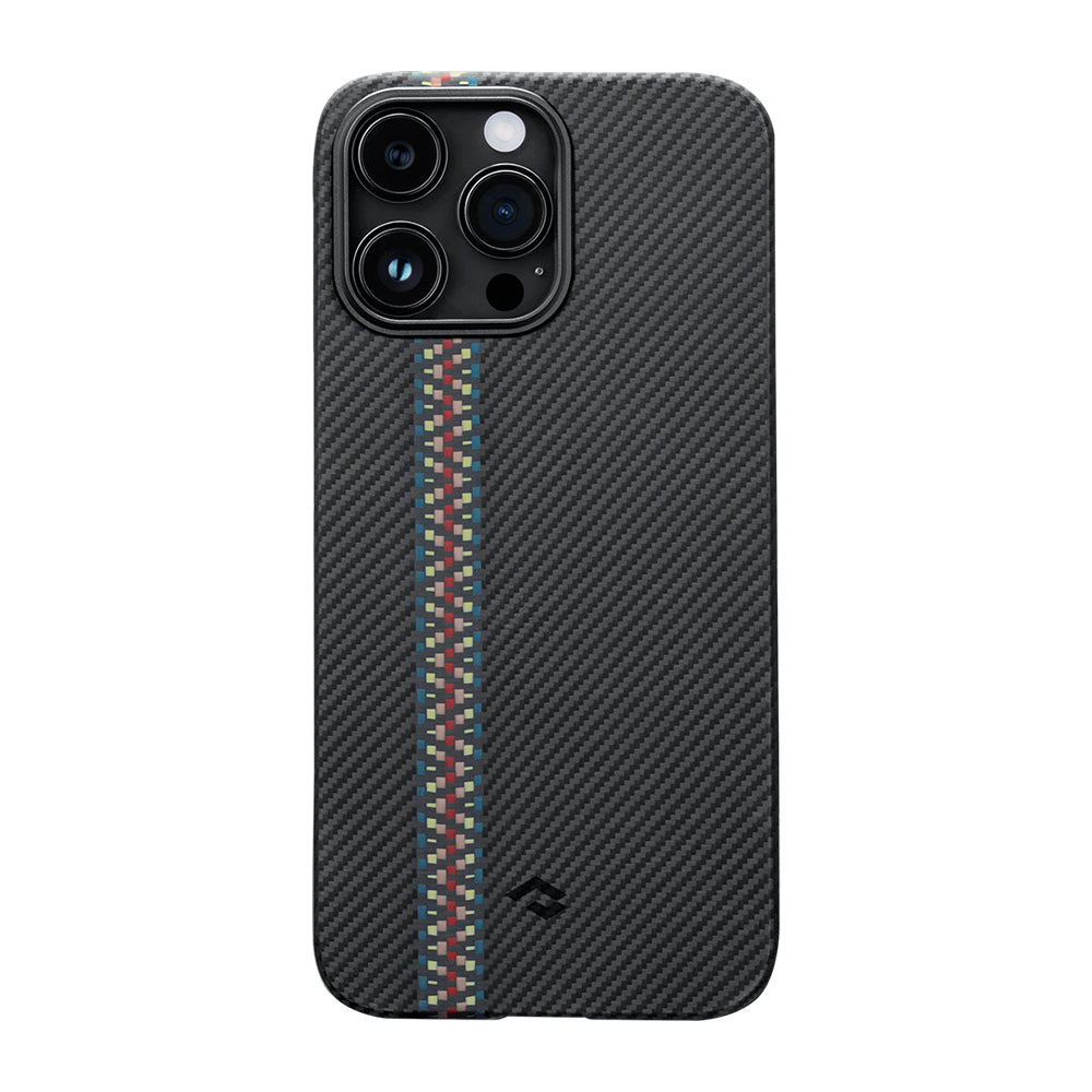Apple iPhone 14 Pro Kılıf Magsafe Şarj Özellikli 600D Aramid Fiber Pitaka Tactile Woven Orchestra Serisi Rhapsody Kapak Siyah