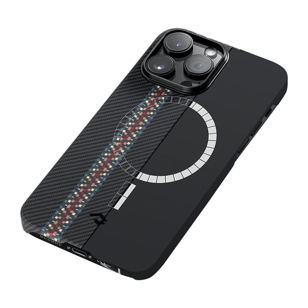 Apple iPhone 14 Pro Kılıf Magsafe Şarj Özellikli 600D Aramid Fiber Pitaka Tactile Woven Orchestra Serisi Rhapsody Kapak Siyah