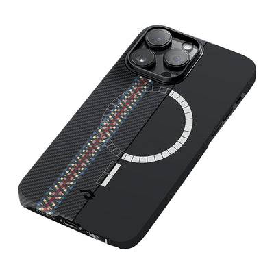 Apple iPhone 14 Pro Kılıf Magsafe Şarj Özellikli 600D Aramid Fiber Pitaka Tactile Woven Orchestra Serisi Rhapsody Kapak Siyah