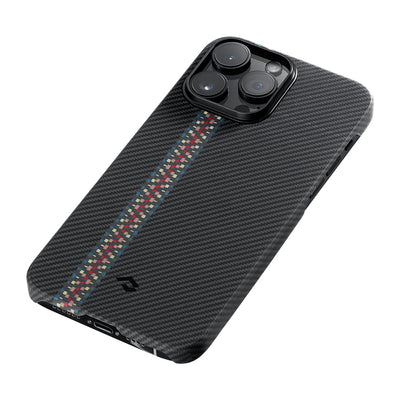 Apple iPhone 14 Pro Kılıf Magsafe Şarj Özellikli 600D Aramid Fiber Pitaka Tactile Woven Orchestra Serisi Rhapsody Kapak Siyah