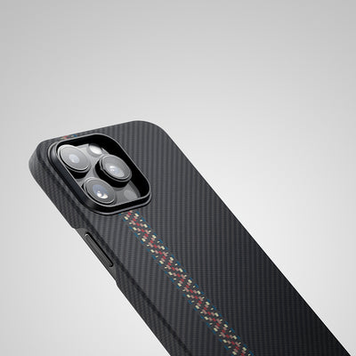 Apple iPhone 14 Pro Kılıf Magsafe Şarj Özellikli 600D Aramid Fiber Pitaka Tactile Woven Orchestra Serisi Rhapsody Kapak Siyah
