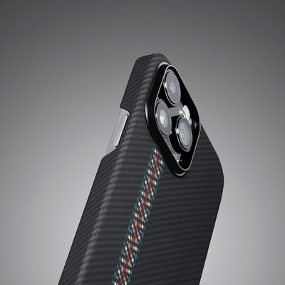 Apple iPhone 14 Pro Kılıf Magsafe Şarj Özellikli 600D Aramid Fiber Pitaka Tactile Woven Orchestra Serisi Rhapsody Kapak Siyah