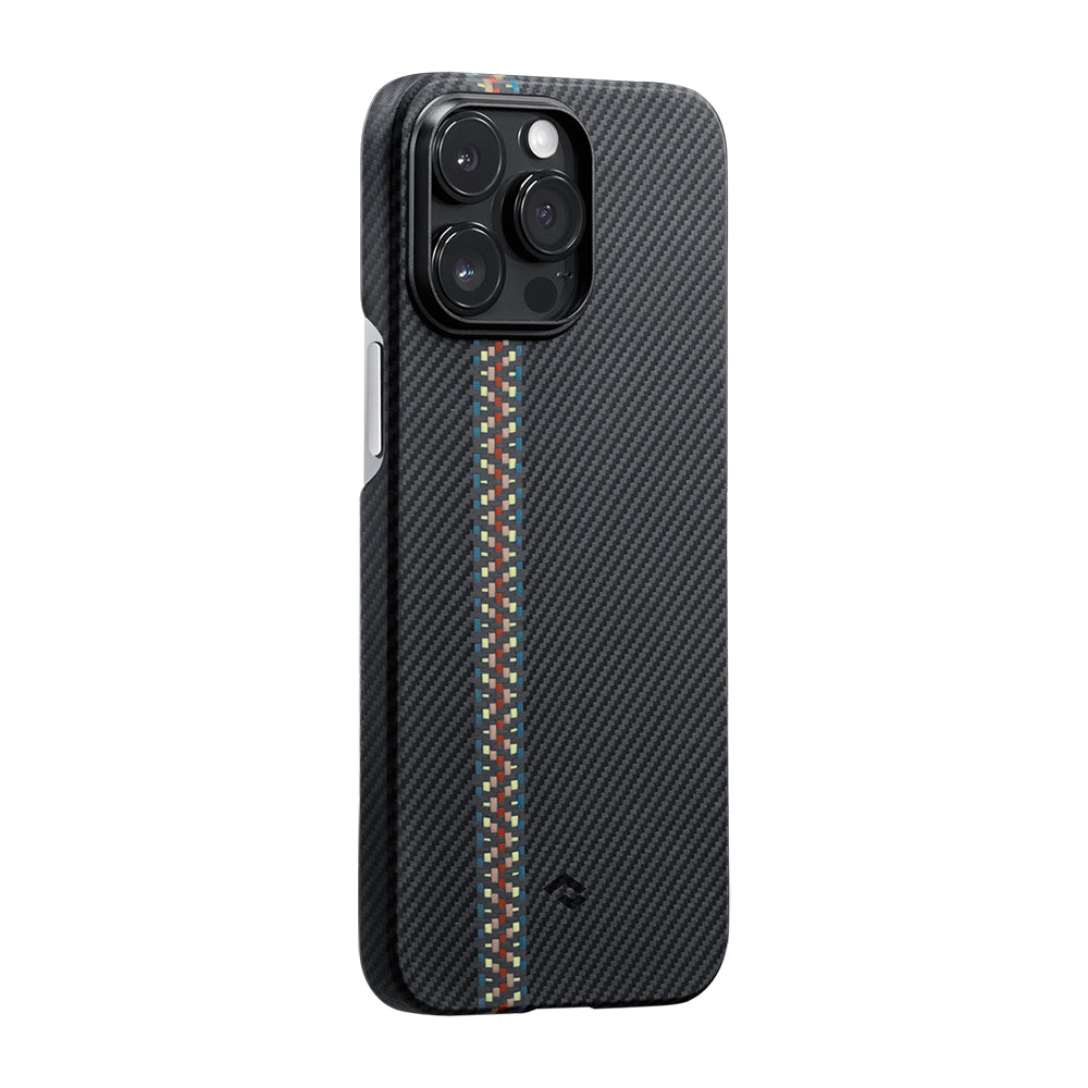 Apple iPhone 14 Pro Kılıf Magsafe Şarj Özellikli 600D Aramid Fiber Pitaka Tactile Woven Orchestra Serisi Rhapsody Kapak Siyah