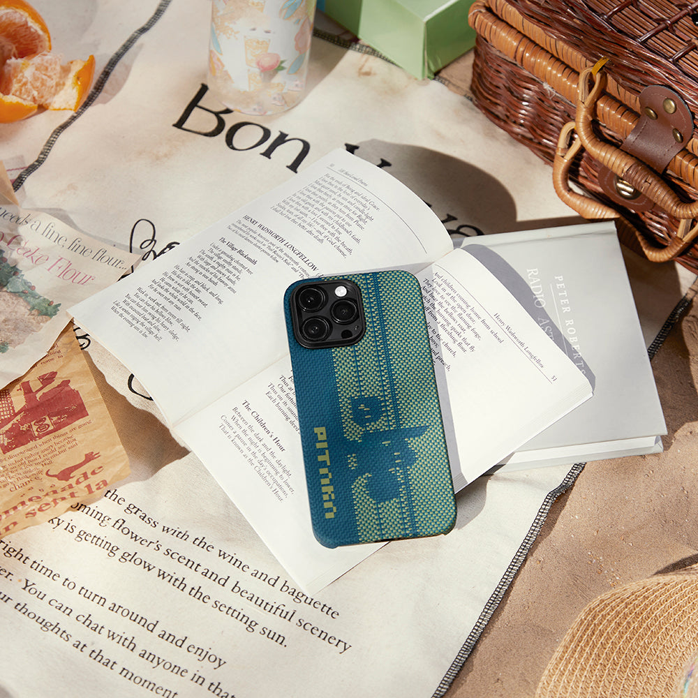 iPhone 14 Pro Kılıf M-safe Şarj Özellikli Aramid Fiber Pitaka Tactile Woven Pixel Game Kılıf