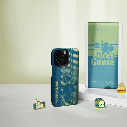 iPhone 14 Pro Kılıf M-safe Şarj Özellikli Aramid Fiber Pitaka Tactile Woven Pixel Game Kılıf