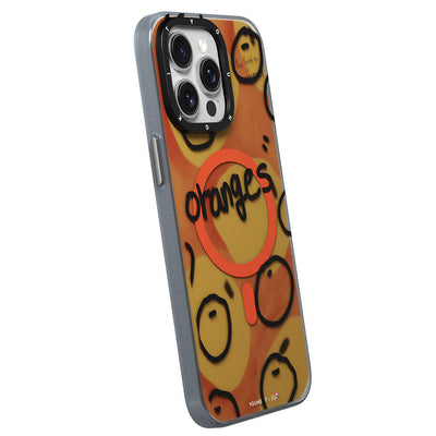 Apple iPhone 14 Pro Kılıf Magsafe Şarj Özellikli Bee Brown Tasarımlı Youngkit Funny Serisi Kapak Turuncu