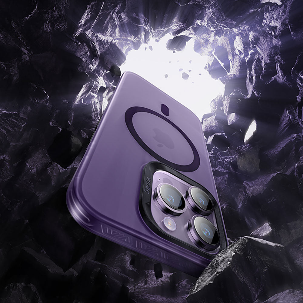 Apple iPhone 14 Pro Kılıf Magsafe Şarj Özellikli Benks Lucid Armor Kapak Derin Mor