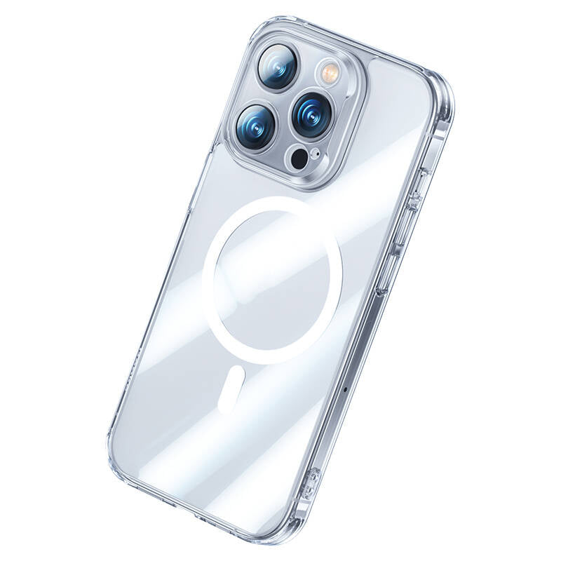 Apple iPhone 14 Pro Kılıf Magsafe Şarj Özellikli Benks Magnetic Shiny Glass Serisi Kapak Renksiz