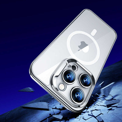 Apple iPhone 14 Pro Kılıf Magsafe Şarj Özellikli Cam Yüzey Ekran Koruyuculu Benks Electroplated Kapak Derin Mor