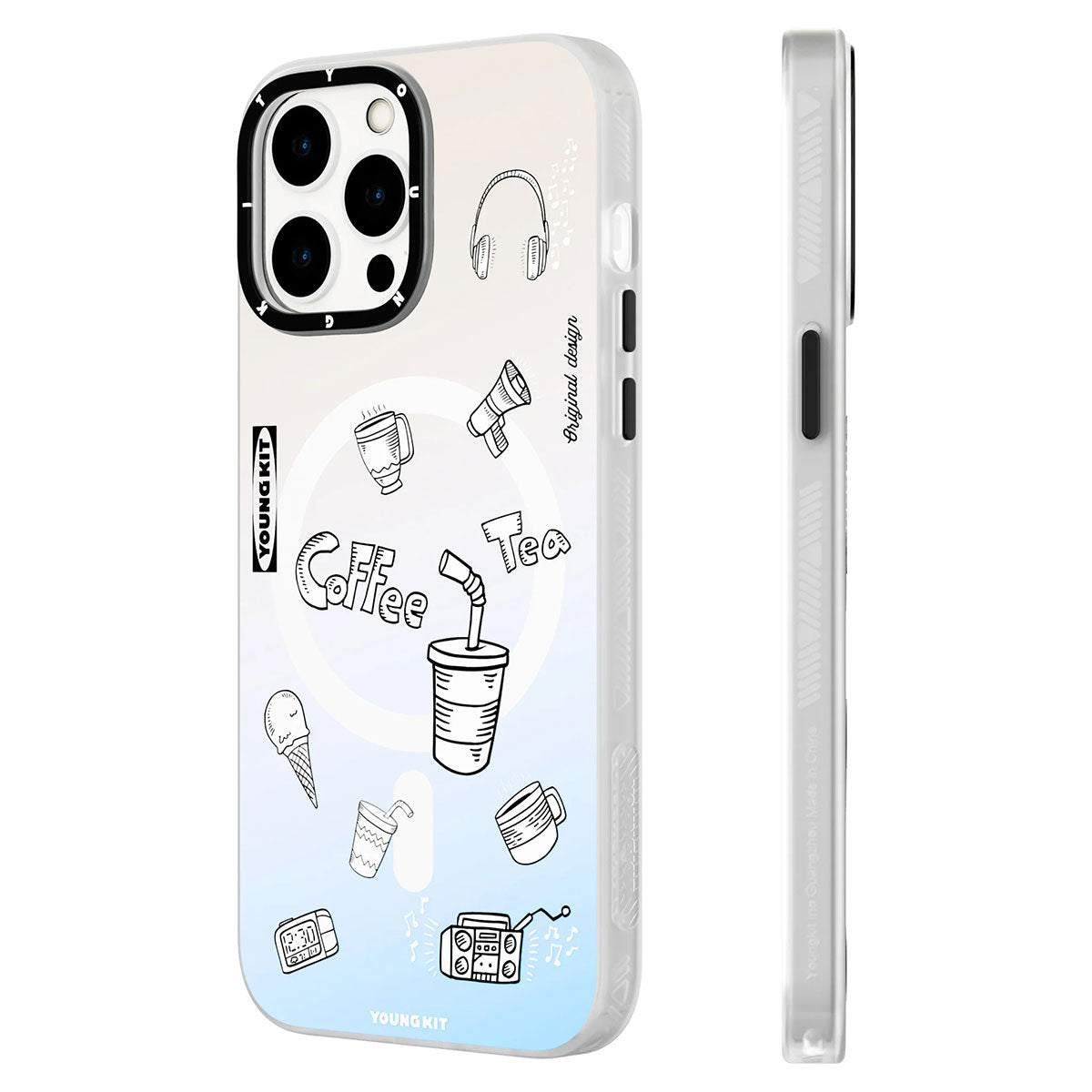 Apple iPhone 14 Pro Kılıf Magsafe Şarj Özellikli Desenli Youngkit Plaything Serisi Kapak Siyah