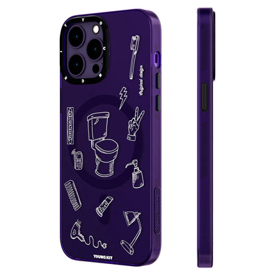 Apple iPhone 14 Pro Kılıf Magsafe Şarj Özellikli Desenli Youngkit Plaything Serisi Kapak Siyah